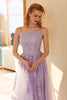 Carica l&#39;immagine nel visualizzatore di Gallery, Charming A Line Spaghetti Straps Light Purple Long Prom Dress con applique