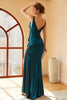 Carica l&#39;immagine nel visualizzatore di Gallery, Peacock Blue Ruched Abito lungo Prom