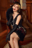 Nero & Rosso Paillettes Corte 1920s Flapper Dress