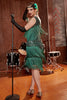 Carica l&#39;immagine nel visualizzatore di Gallery, Verde Scuro Paillettes Gatsby Abito Anni &#39;20 Con Nappa