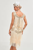 Abito Flapper nero Gatsby anni 1920 con paillettes e frange