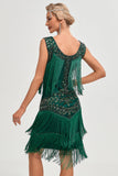 Abito Flapper nero Gatsby anni 1920 con paillettes e frange