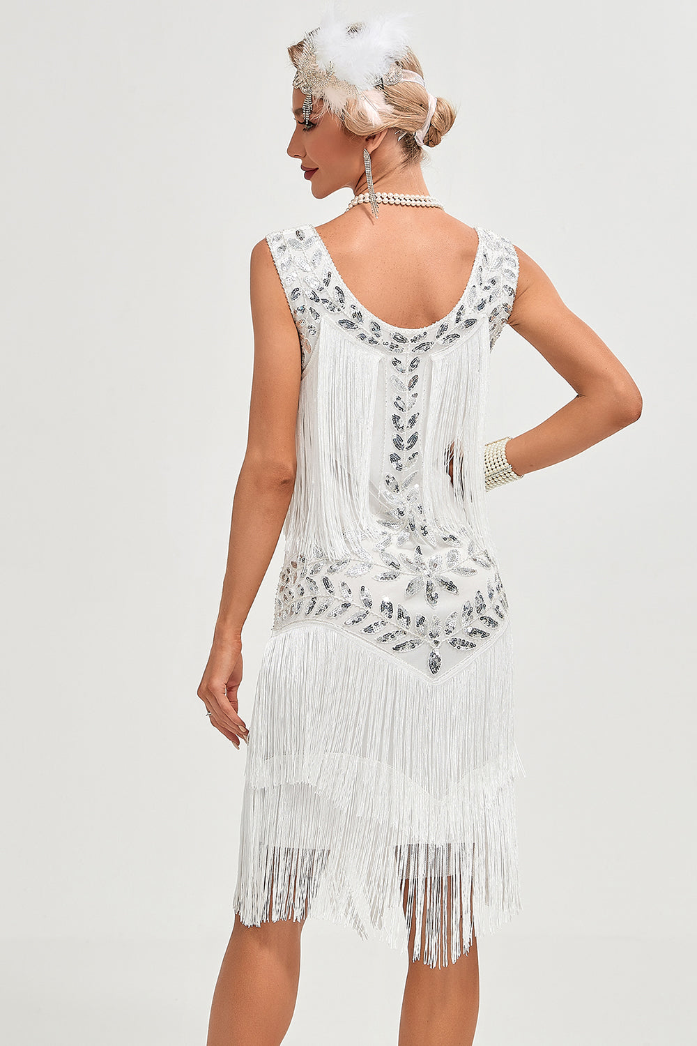 SOMTHRON Vestito Gatsby Anni '20 Con Paillettes E Frange, Elegante Abito Da Cerimonia E Festa, Perfetto Per Serate Speciali E Ballo Di Fine Anno