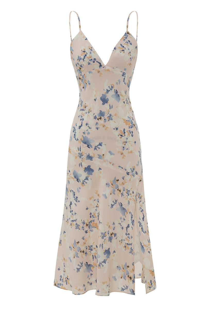 Carica l&#39;immagine nel visualizzatore di Gallery, Abito estivo Boho floreale rosa con spacco