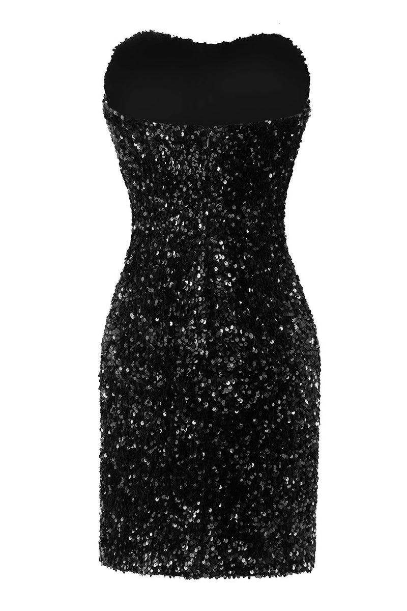 Carica l&#39;immagine nel visualizzatore di Gallery, Abito da cocktail attillato con paillettes a cuore blu reale