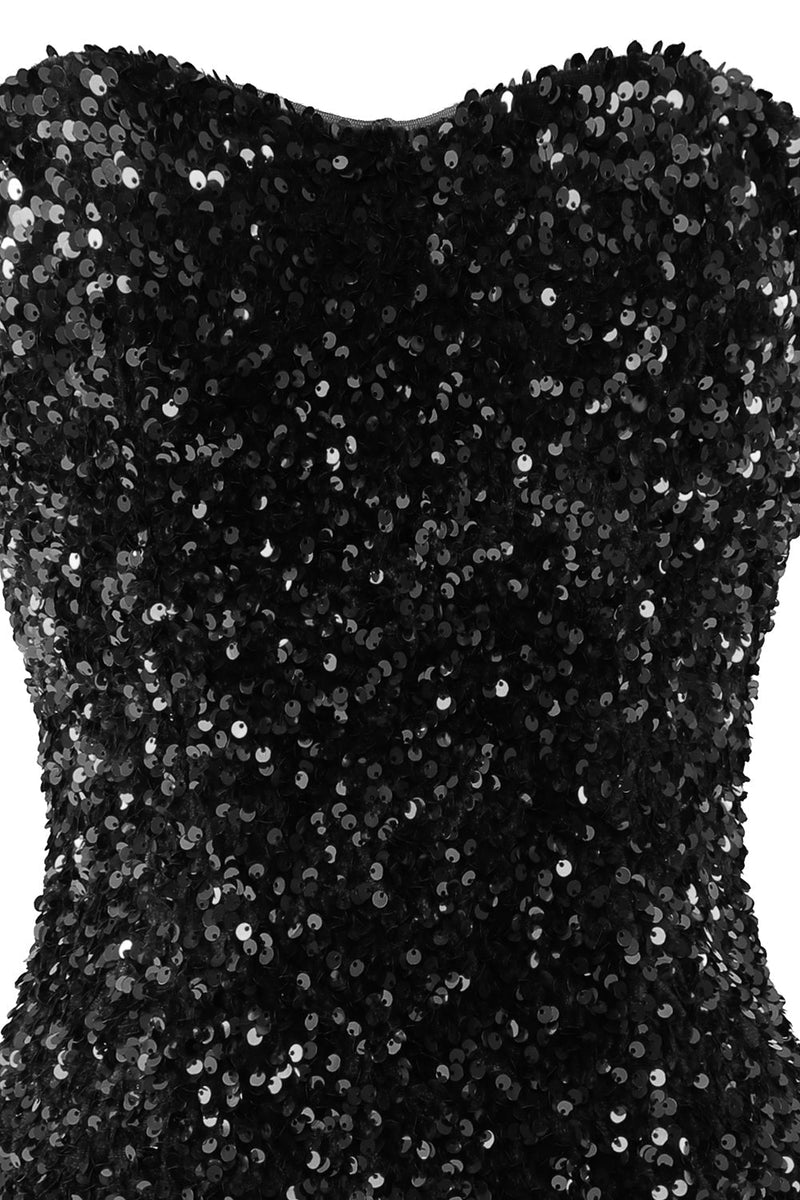 Carica l&#39;immagine nel visualizzatore di Gallery, Abito da cocktail attillato con paillettes a cuore blu reale