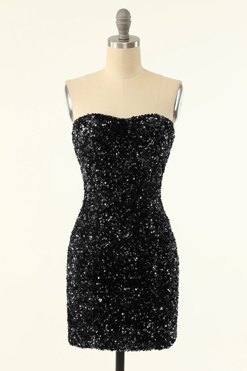 Carica l&#39;immagine nel visualizzatore di Gallery, Paillettes nere Bodycon Abito da cocktail
