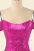 Carica l&#39;immagine nel visualizzatore di Gallery, Fucsia Off the Shoulder Paillettes Tight Homecoming Dress