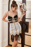 Bianco Paillettes Frange aderenti Homecoming Dress