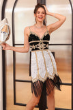 Bianco Paillettes Frange aderenti Homecoming Dress
