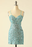 Blu Open Back Sequin Glitter Homecoming Dress