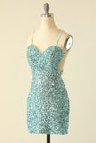 Blu Open Back Sequin Glitter Homecoming Dress