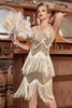 Carica l&#39;immagine nel visualizzatore di Gallery, Abito Gatsby con collo gioiello d&#39;oro 1920 con frange