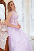 Carica l&#39;immagine nel visualizzatore di Gallery, A Line One Shoulder Purple Plus Size Prom Dress with Appliques