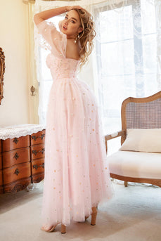 Una linea fuori dalla spalla Blush Plus Size Prom Dress con ricamo