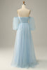 Carica l&#39;immagine nel visualizzatore di Gallery, Sky Blue Off The Shoulder Prom Dress