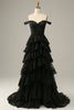 Carica l&#39;immagine nel visualizzatore di Gallery, Trendy A Line Off the Shoulder Corsetto Fucsia Prom Dress con Split Front