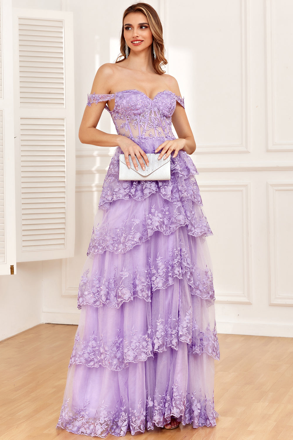 Abito midi con pannelli in pizzo da Donna in Viola | McQueen IT Abito midi con pannelli in pizzo da Donna in Viola | McQueen IT