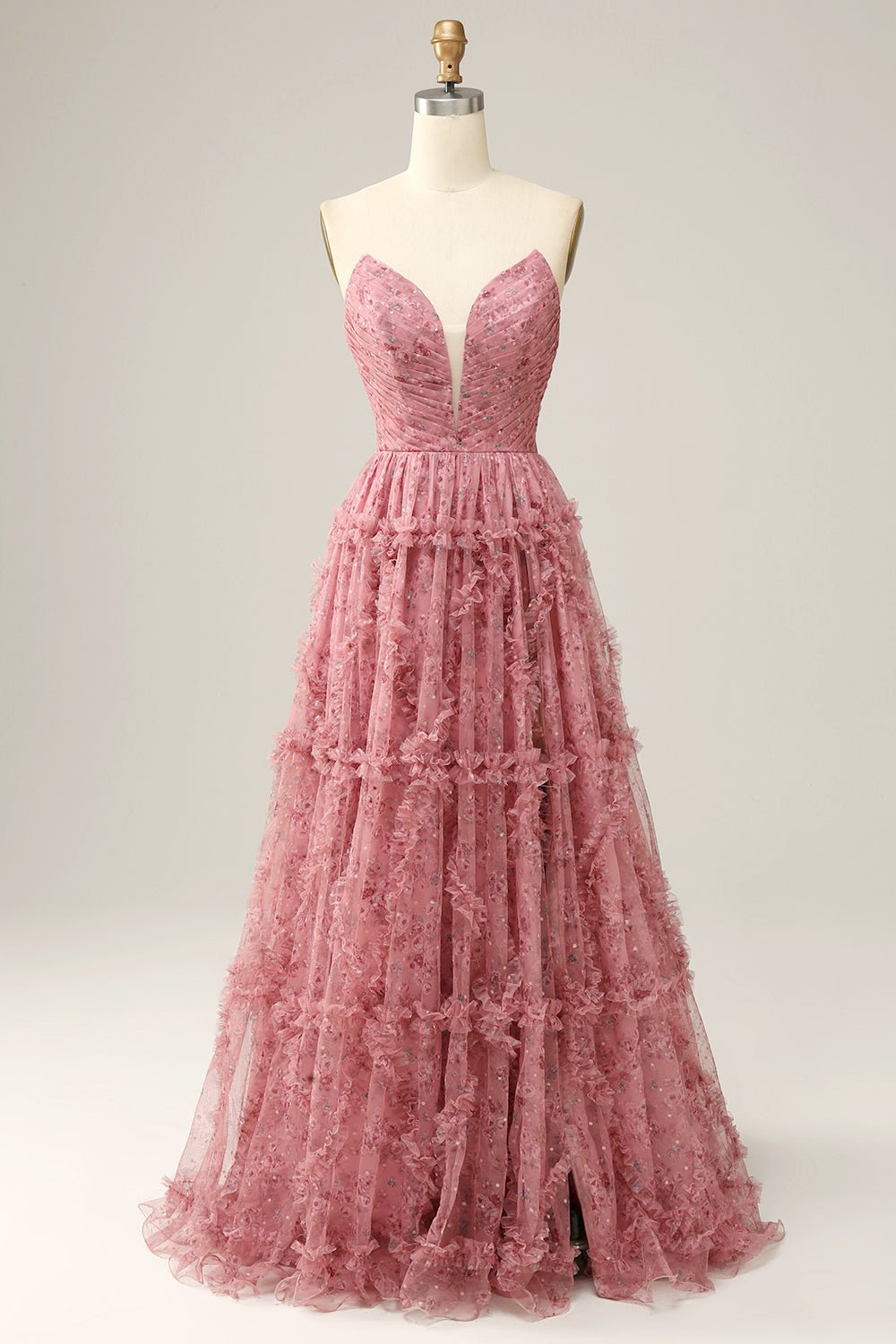 Sweetheart A-Line Dusty Rose Long Prom Dress