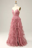 Sweetheart A-Line Dusty Rose Long Prom Dress