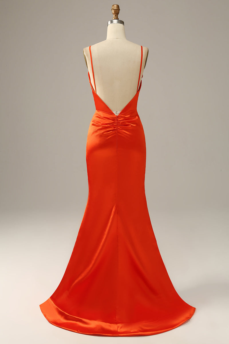 Carica l&#39;immagine nel visualizzatore di Gallery, Spaghetti Arancioni Cinghie Mermaid Prom Dress