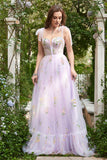 A-line Lilac Ricamo Corsetto Lungo Prom Dress