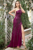 Carica l&#39;immagine nel visualizzatore di Gallery, Mermaid One Shoulder Dark Purple Beaded Long Prom Dress con spacco
