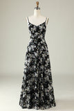 Abito da damigella di chiffon Boho fiore bianco nero