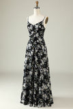 Abito da damigella di chiffon Boho fiore bianco nero