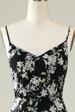 Abito da damigella di chiffon Boho fiore bianco nero