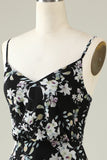 Abito da damigella di chiffon Boho fiore bianco nero