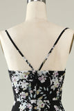 Abito da damigella di chiffon Boho fiore bianco nero