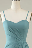 Abito da damigella di chiffon lungo drappeggiato verde