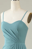 Abito da damigella di chiffon lungo drappeggiato verde