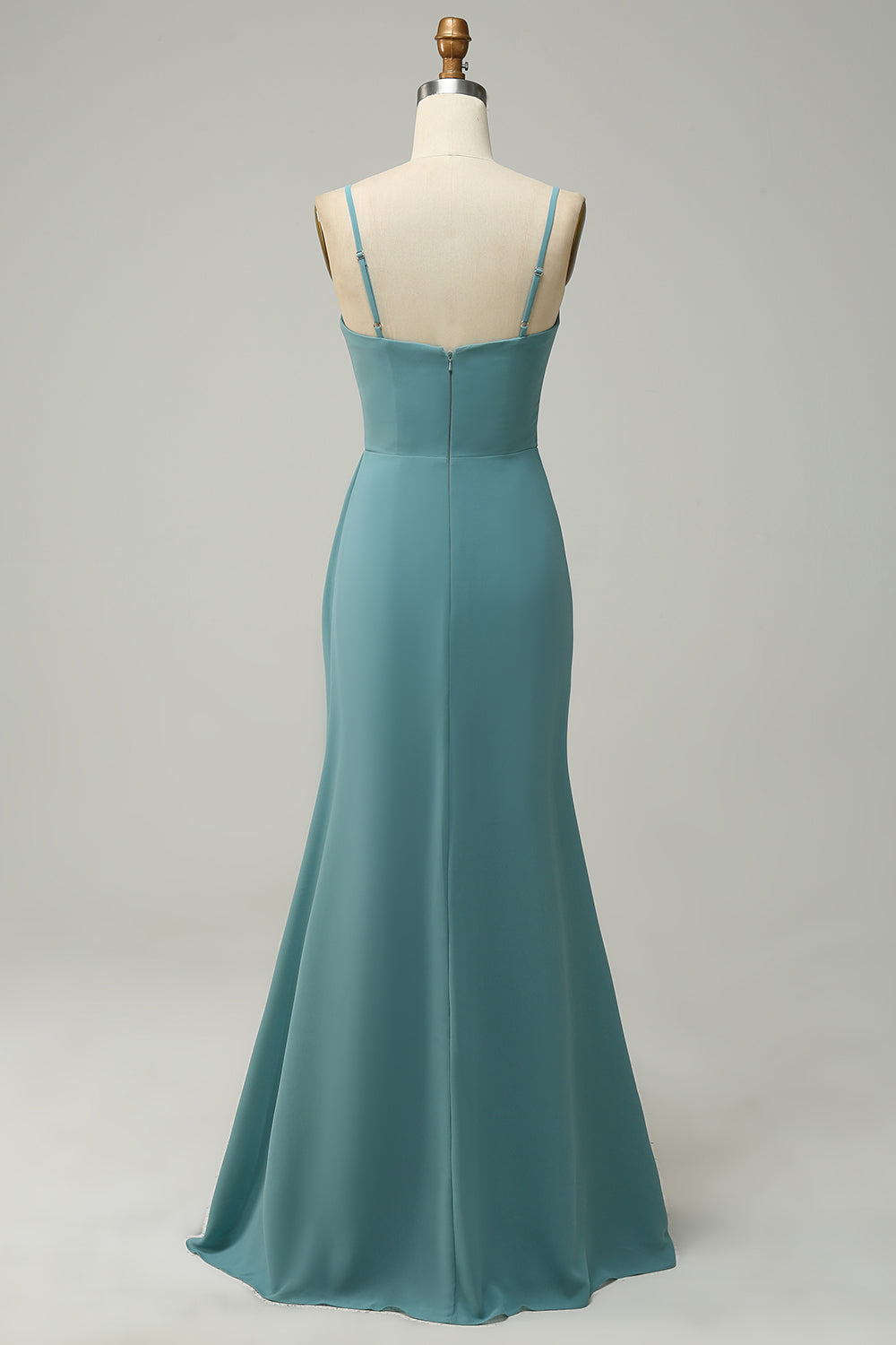 Abito da damigella di chiffon lungo drappeggiato verde