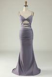 Mermaid Spaghetti Straps Black Plus Size Prom Dress con buco della serratura