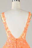 Sparkly Orange A Line Glitter Homecoming Dress con paillettes