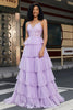 Carica l&#39;immagine nel visualizzatore di Gallery, Princess A Line Spaghetti Straps Lilac Corsetto Prom Dress con appliques volant