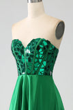 A-Line Sweetheart Abito da ballo corsetto verde scuro