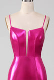 Sparkly Hot Pink Sirena Semplice Prom Dress con fessura