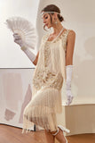 Champagne paillettes frange Abiti anni '20 con set di accessori anni '20