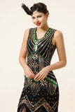 Nero Verde Skills Grange Abito Gatsby anni '20 con set di accessori anni '20