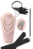 Frange di paillettes nere Abiti anni '20 con set di accessori anni '20