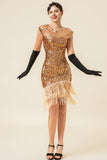 Maniche rosa con paillettes frange 1920s Gatsby Flapper Dress con set di accessori anni '20