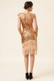 Maniche rosa con paillettes frange 1920s Gatsby Flapper Dress con set di accessori anni '20