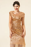 Maniche rosa con paillettes frange 1920s Gatsby Flapper Dress con set di accessori anni '20