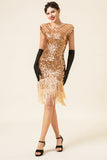 Maniche rosa con paillettes frange 1920s Gatsby Flapper Dress con set di accessori anni '20