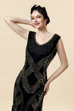 Abito da festa Gatsby Flapper nero in paillettes del 1920 con set di accessori anni '20
