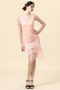 Carica l&#39;immagine nel visualizzatore di Gallery, Abito Flapper con frange rosa di perline con set di accessori del 20