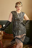 Carica l&#39;immagine nel visualizzatore di Gallery, Golden Sequins Plus Size 1920s Gatsby Dress con set di accessori anni &#39;20